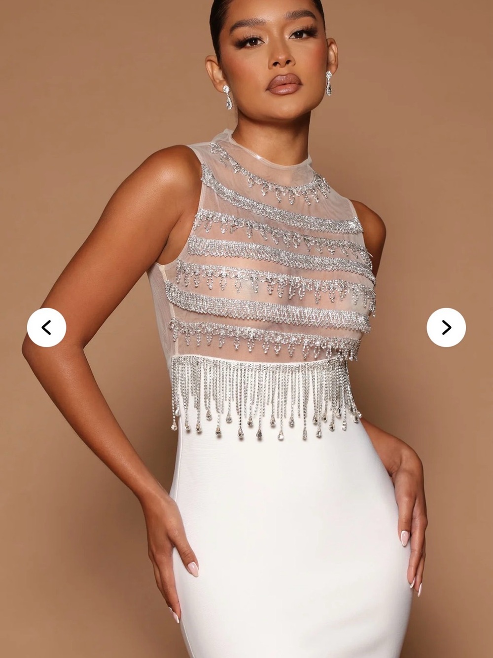 Embellished Midi Dress in White - Picture 2 of 3